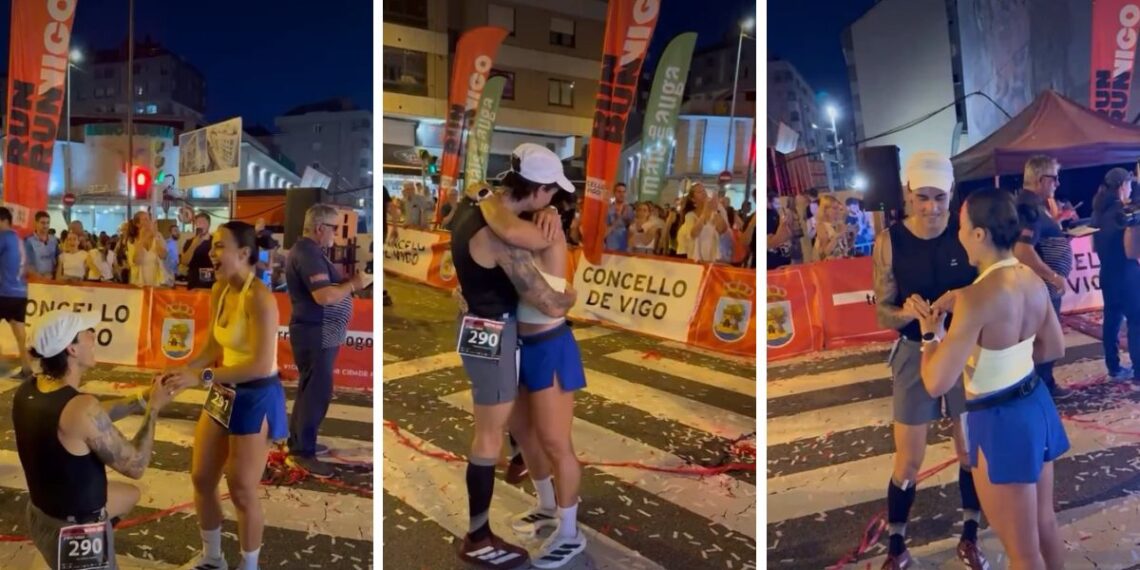 "Tenemos una pedida de mano", así fue el momento más bonito de la Nocturna Correndo por Vigo