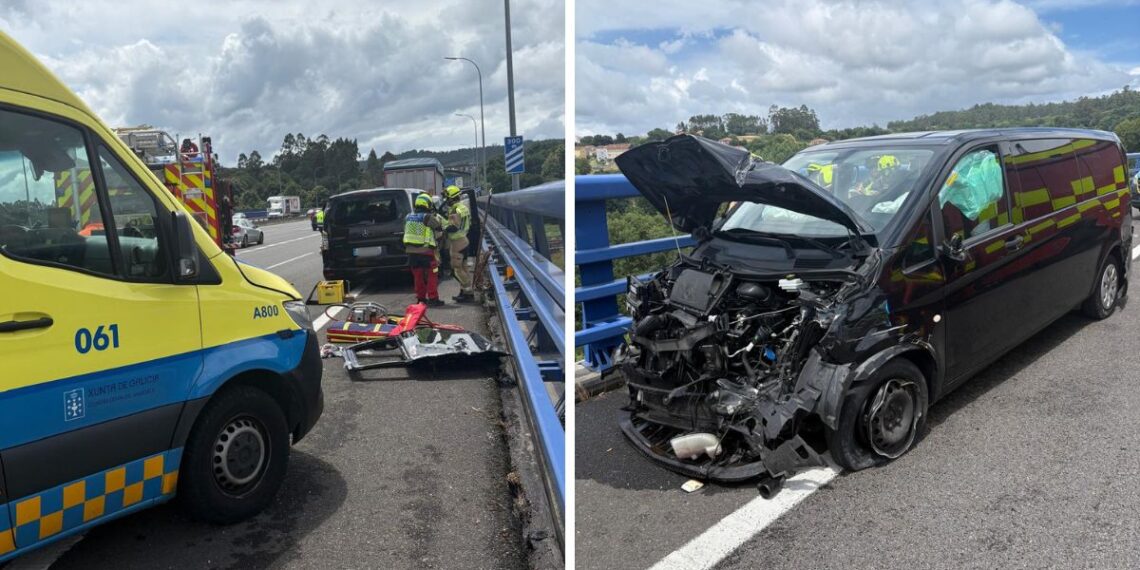 Tres alcaldes de O Baixo Miño, heridos tras un aparatoso accidente en la AP-9