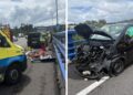 Tres alcaldes de O Baixo Miño, heridos tras un aparatoso accidente en la AP-9