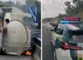 Cortada la AP-9 entre Vigo y Tui por el vuelco de un camión cargado de gasoil y en riesgo de incendio