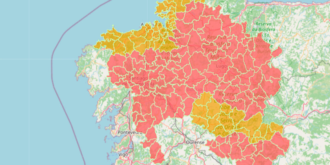 Galicia activa la alerta roja por calor en el interior de Pontevedra y zonas de Ourense, A Coruña y Lugo