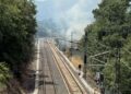 Un incendio corta la Alta Velocidad en Galicia tras la caída de un árbol entre Ourense y Taboadela