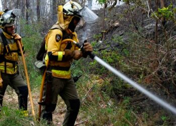 Un incendio originado en Portugal cruza la frontera a Ourense y afecta al concello de A Mezquita