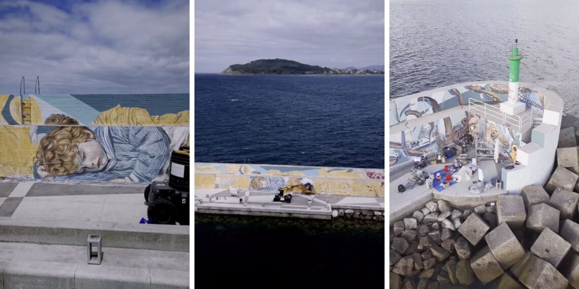 El mural más grande de toda España se estrena en uno de los espacios más emblemáticos de Baiona