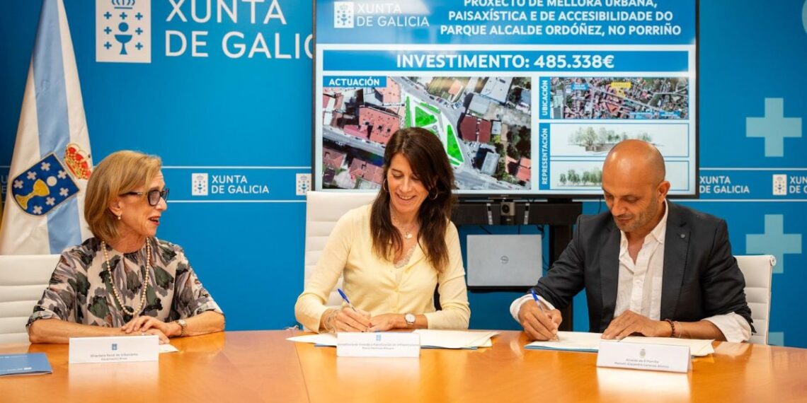 Xunta y O Porriño firman un convenio para renovar el parque de Ordóñez por más de 485.000€