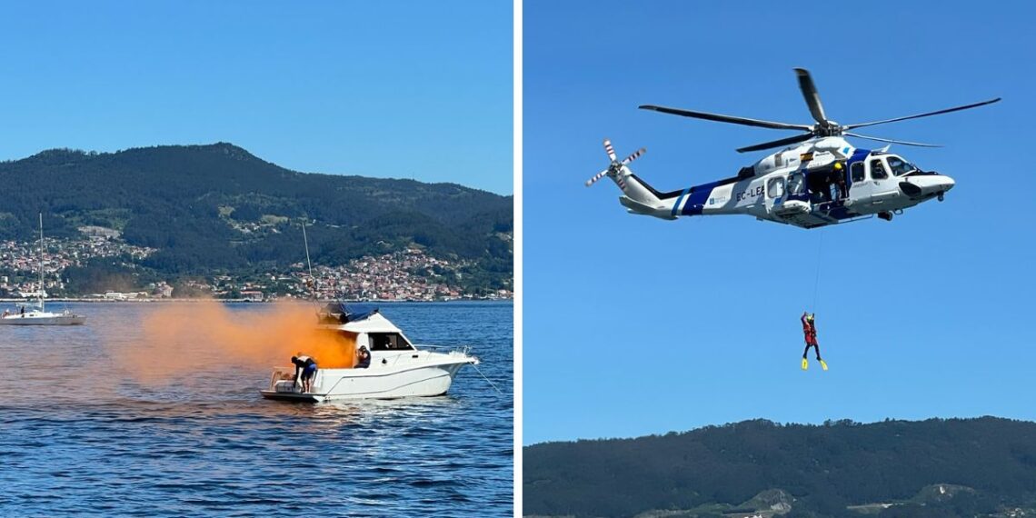 Un rescate marítimo con helicóptero sorprende en el Puerto de Vigo y reúne a cientos de espectadores