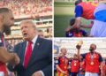 El delantero del Celta, Borja Iglesias, viral tras su cara a cara con Trump luciendo la bandera de Galicia