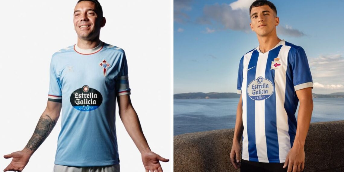 Polémica en Vigo por el "pegote" de Estrella Galicia, no se adapta en la camiseta del Celta y sí a la del Dépor