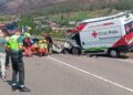 Aparatoso accidente en Ourense, dos heridos graves al chocar una ambulancia y un coche en A Rúa