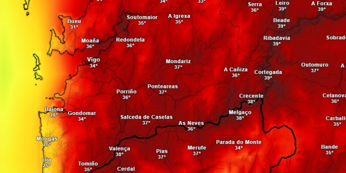 La Xunta mantiene la alerta roja en 120 concellos de Galicia y el área de Vigo supera los 40 grados