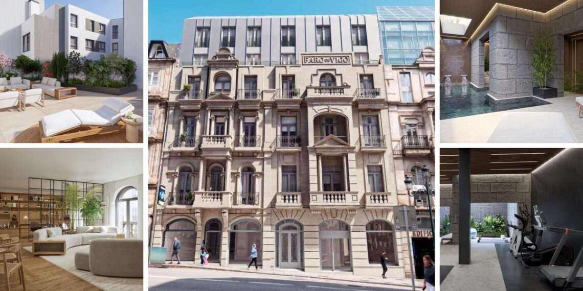Un edificio de 1880 en el corazón de Vigo volverá a la vida con catorce nuevas viviendas, spa y gimnasio